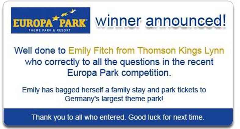 Europa Park Competition Winner