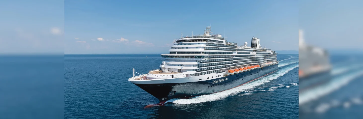 Holland America Line's Signature Class MS Nieuw Amsterdam at sea.