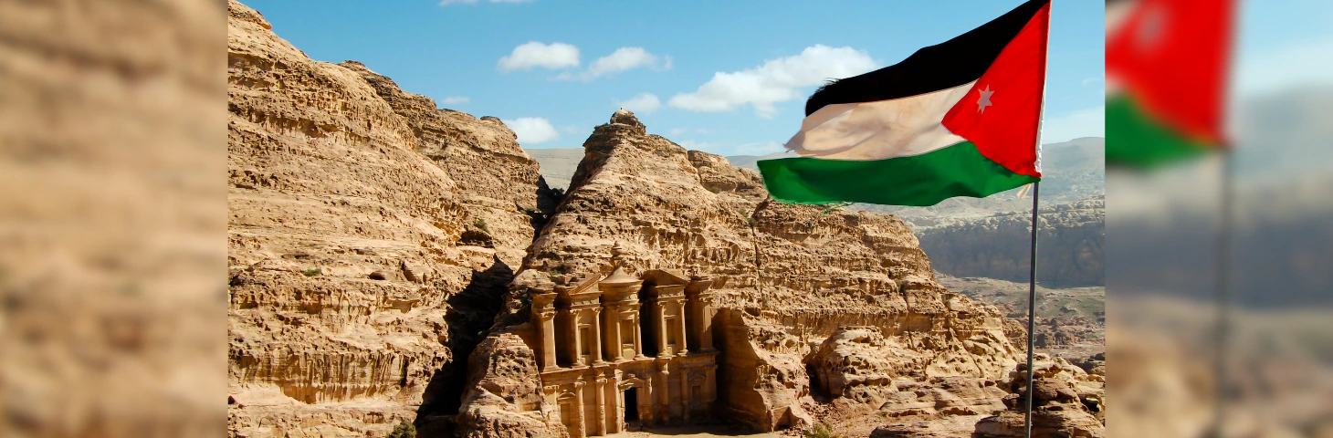 The Jordanian flag flying over Petra.